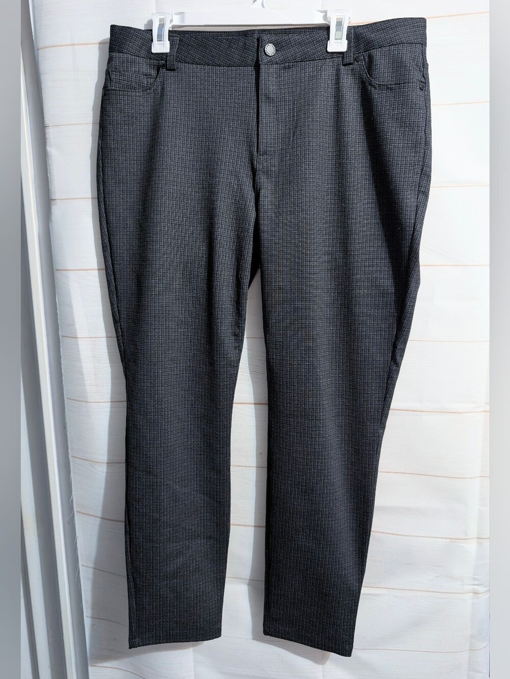 Nwot Karl Lagerfeld Charcoal Micro Houndstooth Pattern Women's Pants Size 16